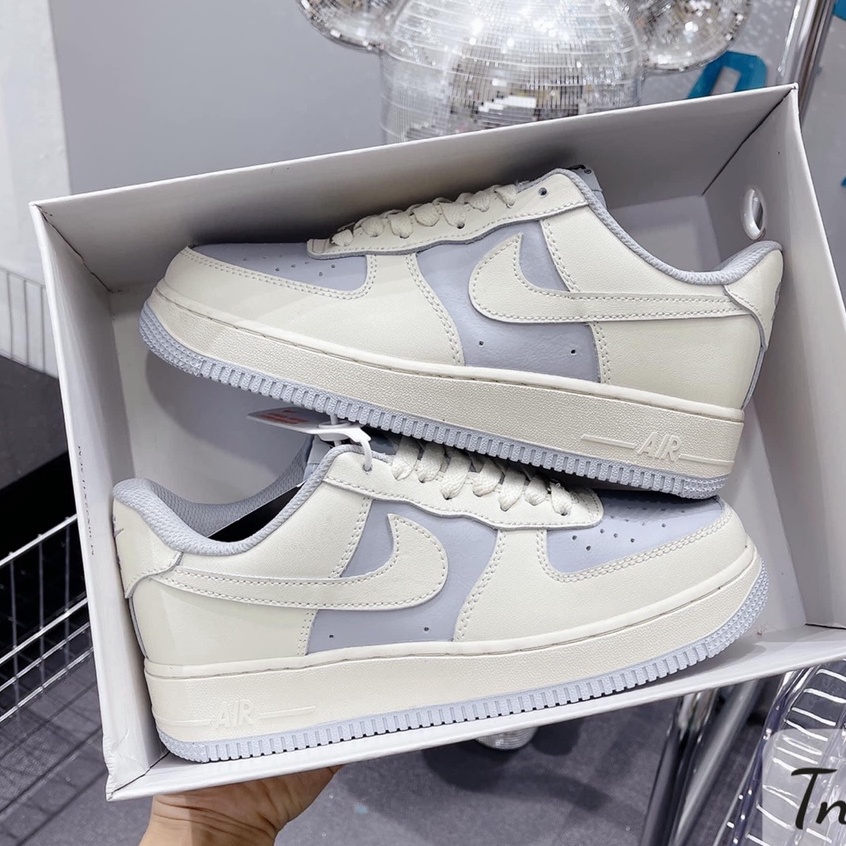 Giày thể thao Air Force 1 trắng xanh baby blue, giày sneakers af1 khoai môn hot 2022