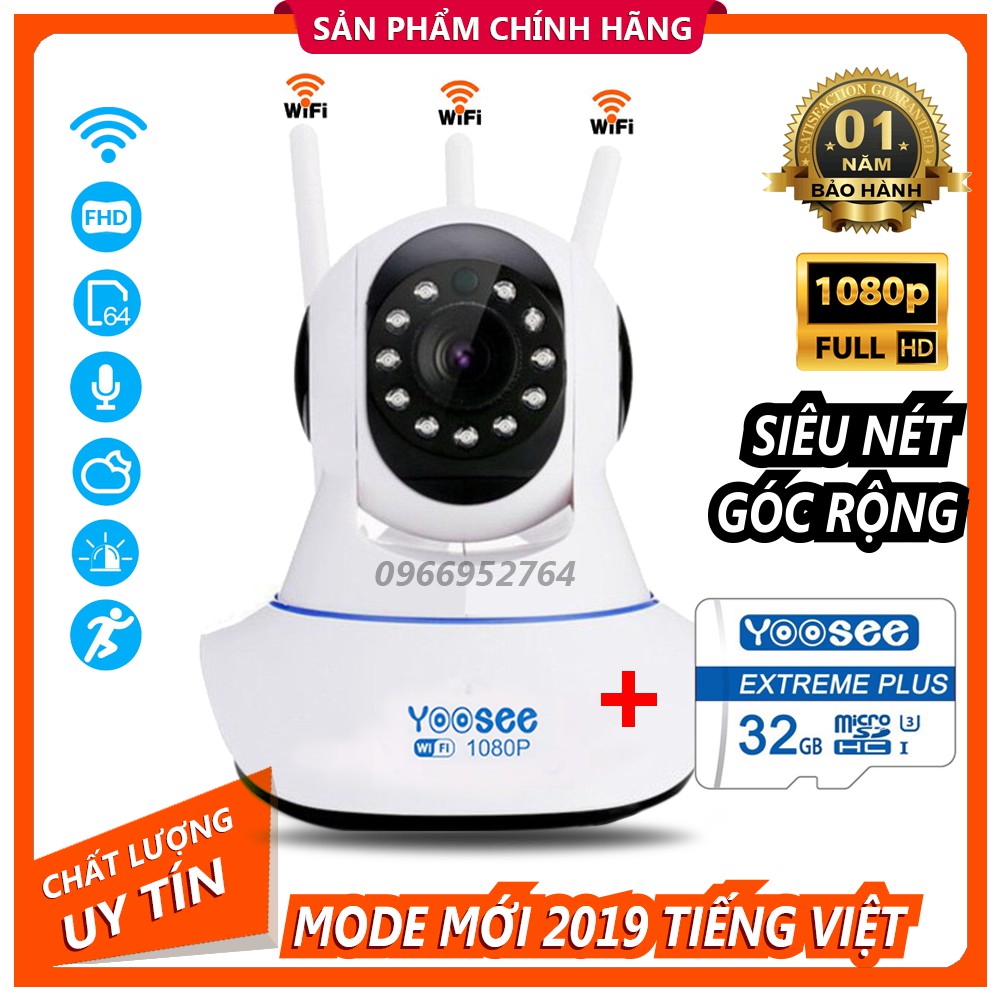 Camera Ip YooSee 3 Râu Full HD 2.0Mpx 1080p Tiếng Việt Mới 2019