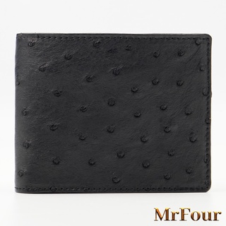 Ví da thân đà điểu màu đen mrfour | ví da đà điểu dáng ngang| bảo hành da 3 năm | ostrich leather wallet