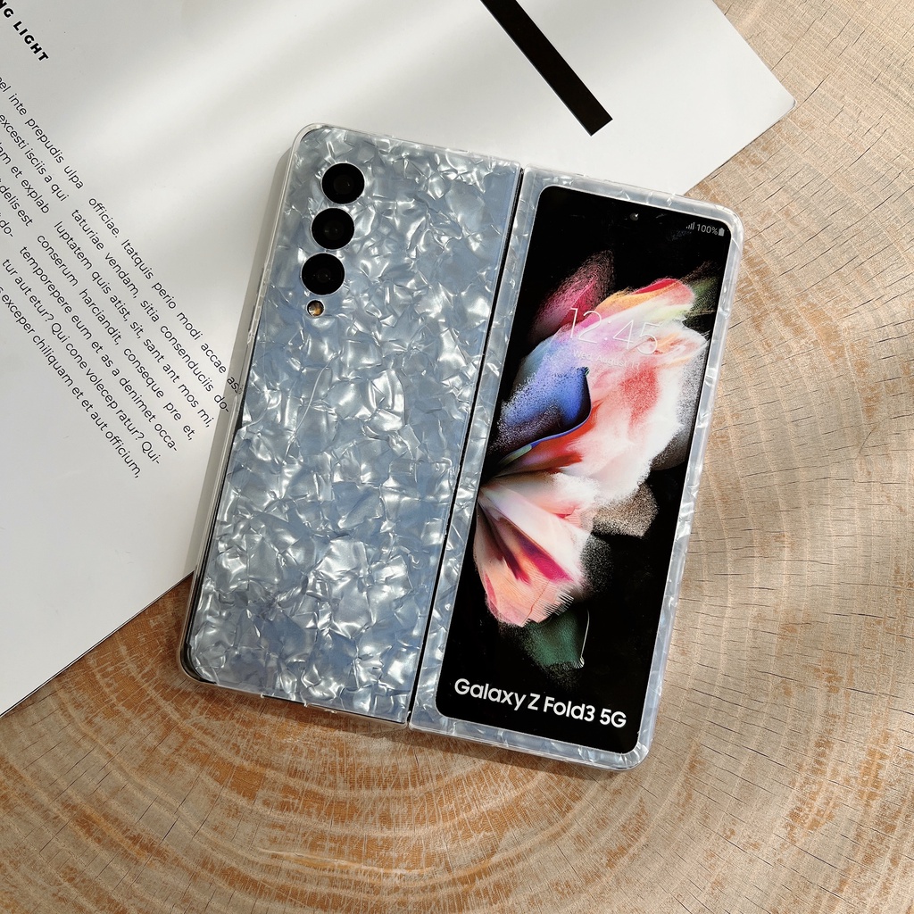 Ốp Điện Thoại Họa Tiết Vỏ Sò Lấp Lánh Cho Samsung Galaxy Z FOLD 5 4 3 5G Zold5 ZFold4 ZFold3