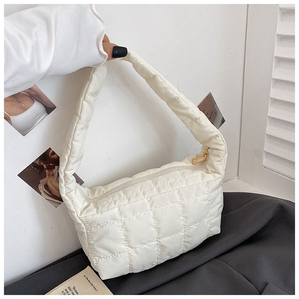 Túi tote mua sắm đeo vai kẹp nách thiết kế đám mây chần bông đệm nylon phồng màu kẹo thời trang mùa đông cho nữ