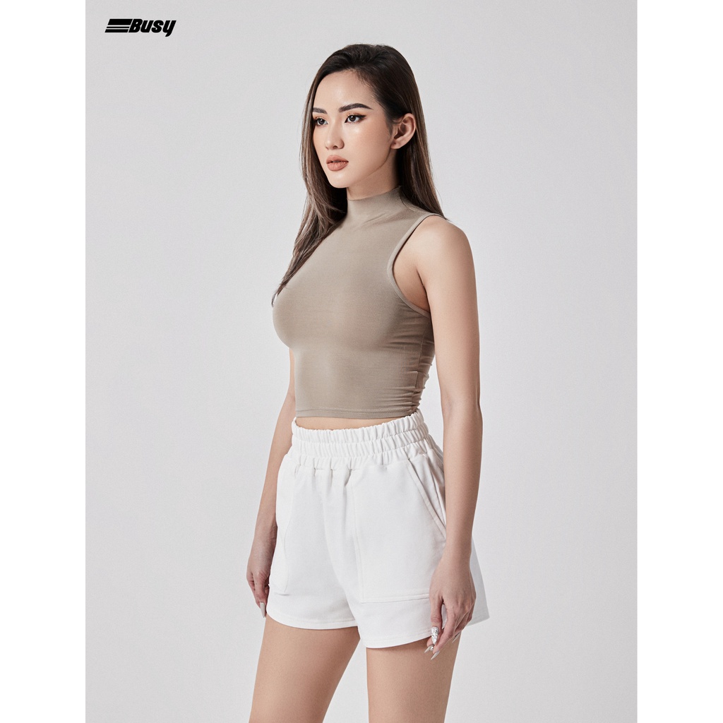 Áo Ba Lỗ Cổ 3cm Croptop Nữ BUSY Rayon Cao Cấp Co Giãn Ôm Sát BL12C