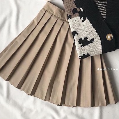 Chân Váy Xếp Ly JEM CLOSET Dáng Ngắn Kiểu Xòe Phong Cách Ulzzang Chất Liệu Kate Hàn Cực Xinh  ENHI 3377