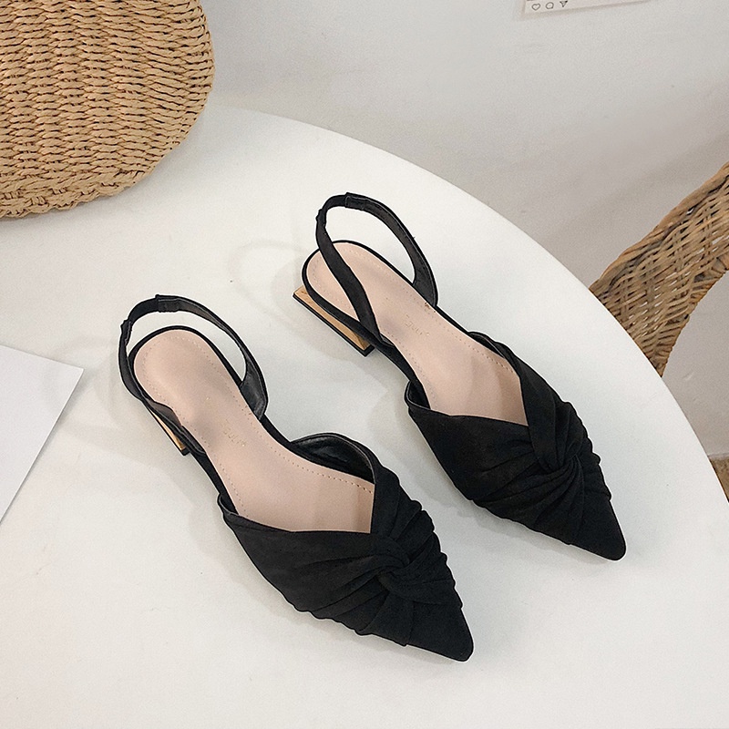 Giày búp bê nữ đẹp xoắn mũi nhọn chất liệu da lộn cao cấp phong cách Hàn Quốc cực xinh