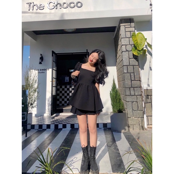 [CLAY] SADIE TOP - Áo Babydoll cổ vuông tay bồng buộc nơ lưng