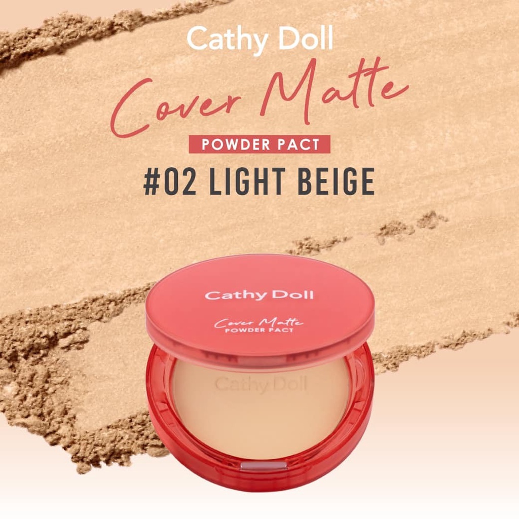 Phấn Phủ dạng nén lâu trôi kiềm dầu Cathy Doll Cover Matte Powder Pact SPF30 PA+++ 4.5g. #02 Light Beige