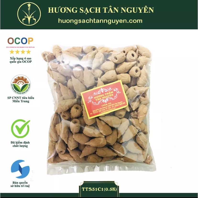 Nụ trầm hương khói ngược Tân Nguyên, hương trầm, nhang sạch mùi thơm dịu nhẹ dùng cho thác khói, túi 500gr