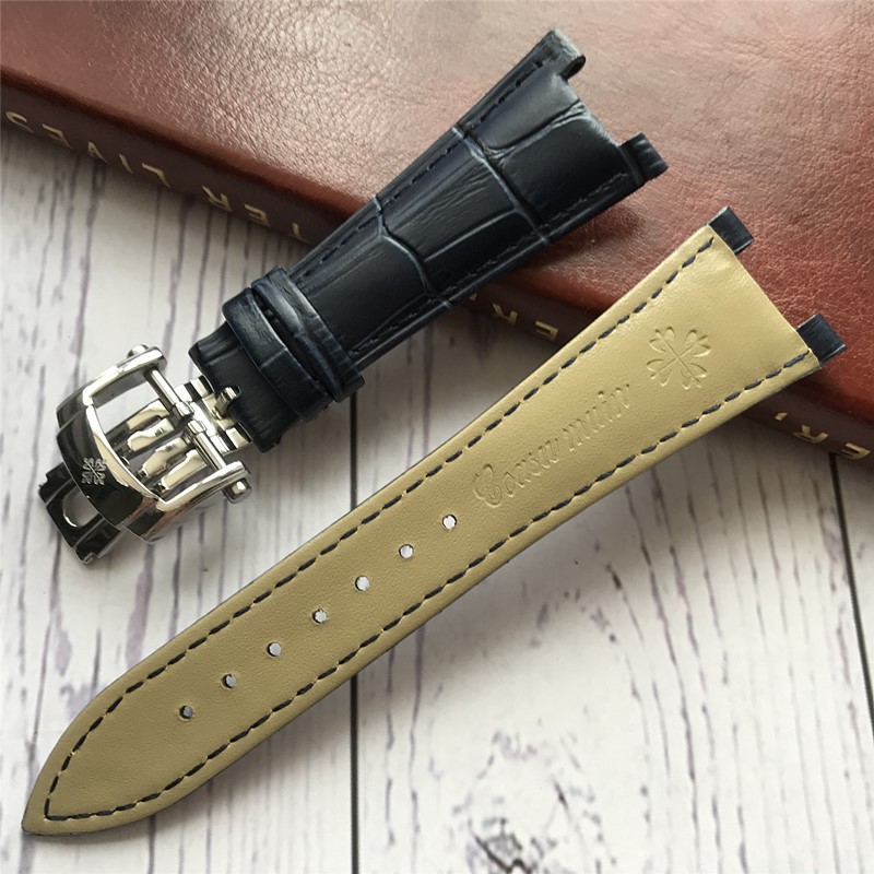Dây đeo bằng da thay thế 25mm cho đồng hồ Patek Philippe Nautilus 5712G 5711 Notch 13