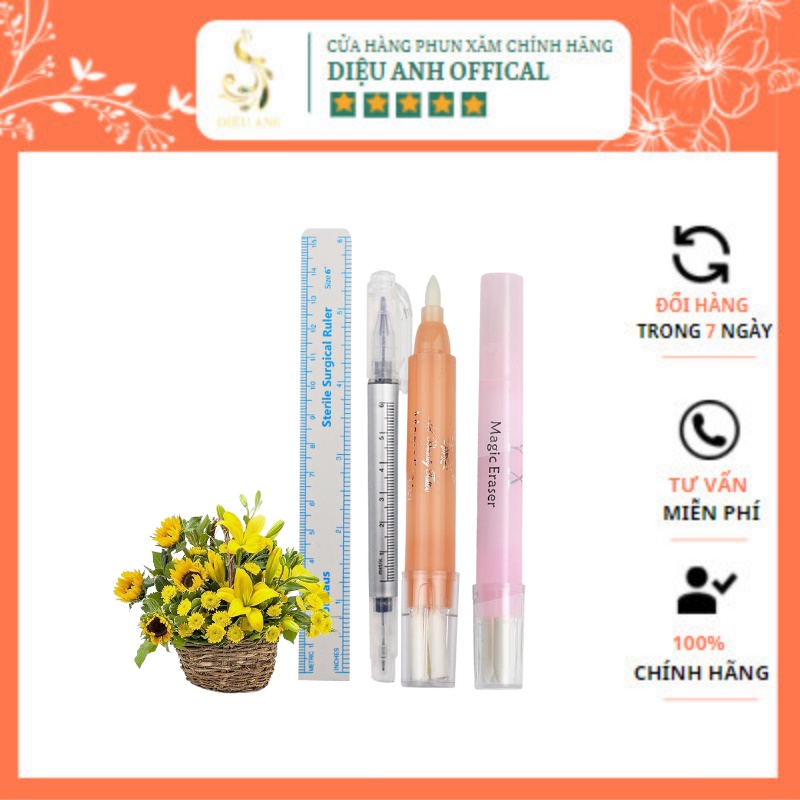 Bút định hình lông mày lâu trôi kèm thước sau phun xăm chính hãng