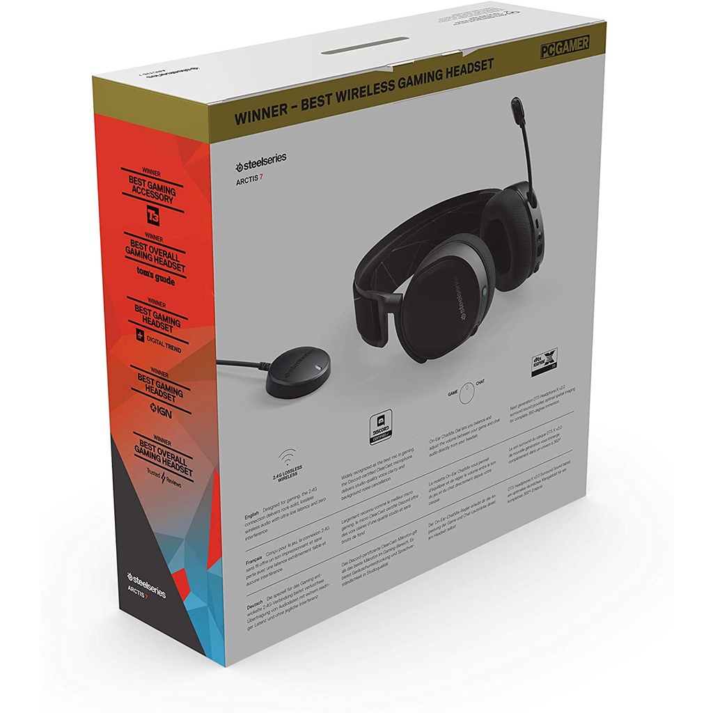 Tai nghe SteelSeries Arctis 7 Lossless Wireless Gaming Headset Đen - Seal - BH 12 Tháng