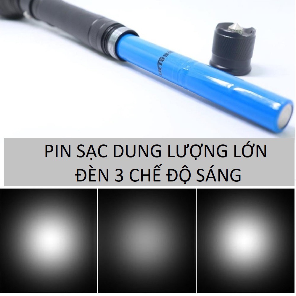 Đèn pin siêu sáng sạc tích điện kèm 1 pin sạc 7.800mAh + 1 cục sạc điện loại dài 24cm cho bảo vệ mã K9.38002