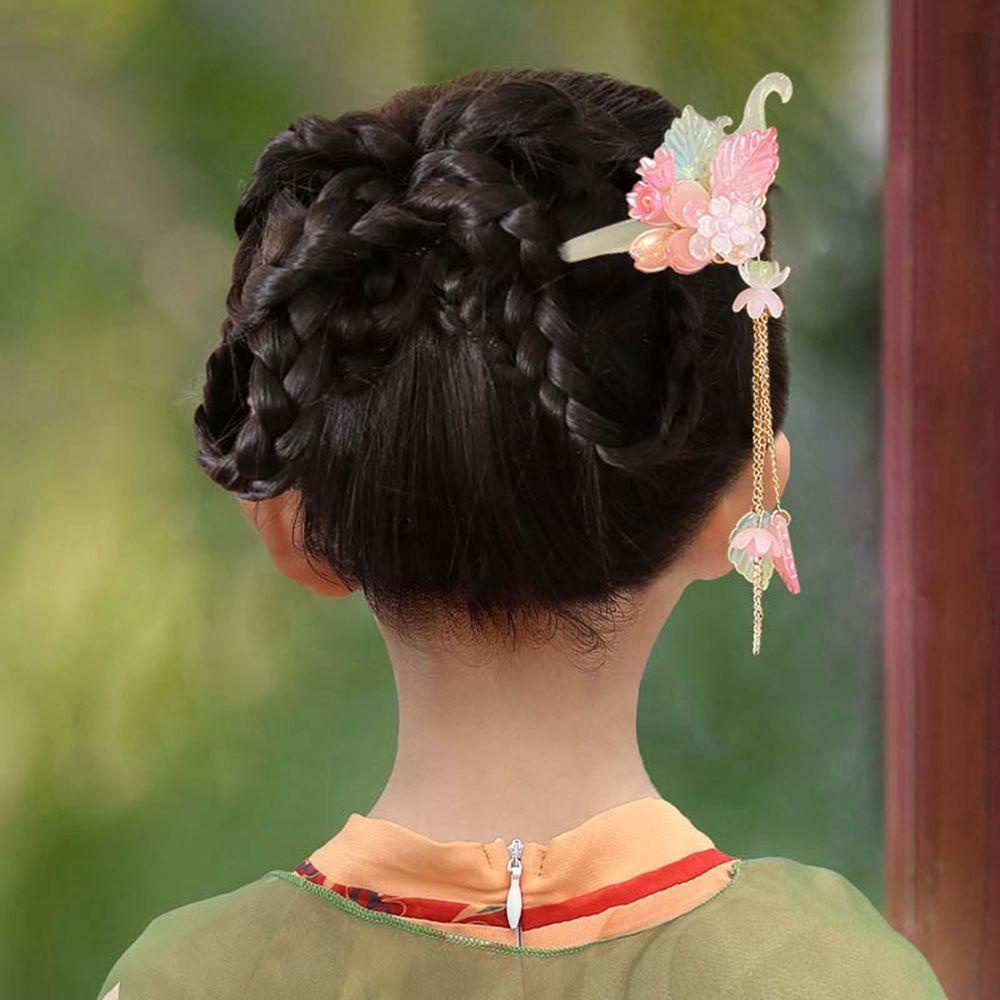 Trâm Cài Tóc Phối Tua Rua Hình Chữ U Phong Cách Trung Hoa Cổ Điển Cho Bé Gái