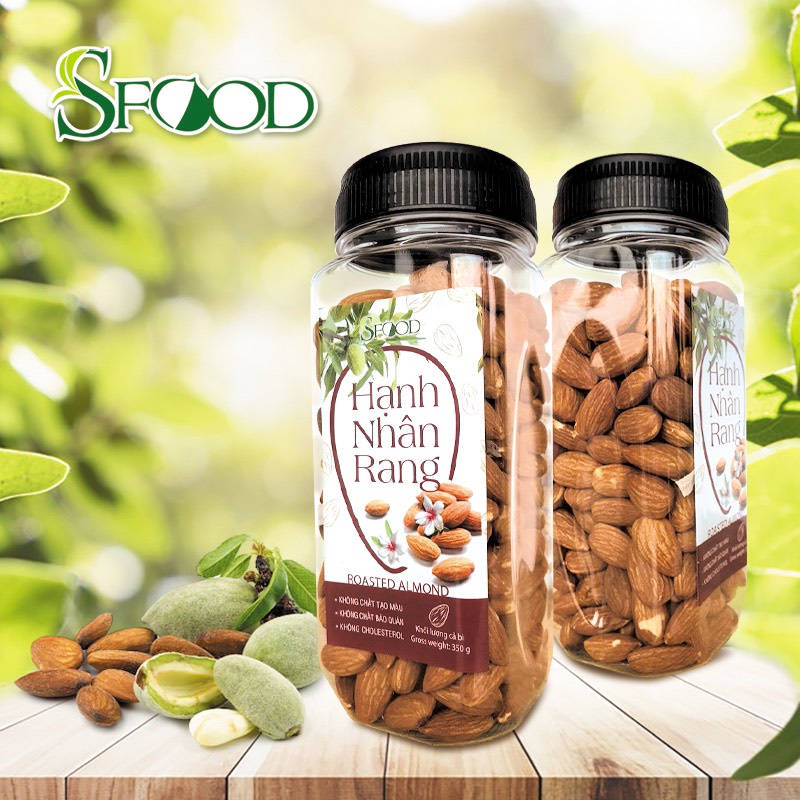 Hạt hạnh nhân rang Sfood, hạt hạnh nhân sấy to, đều và thơm ngon