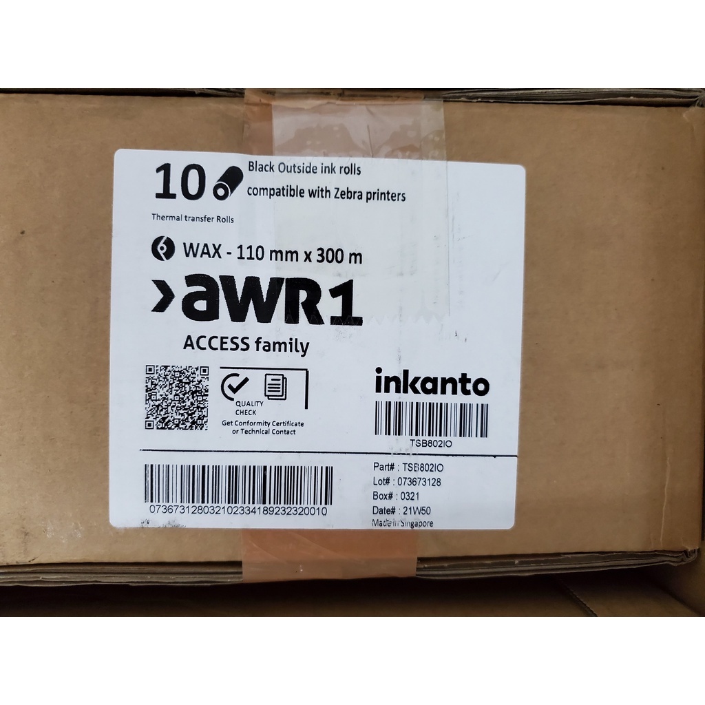 Mực in mã vạch Wax Inkanto AWR1 | 110mm x 300m