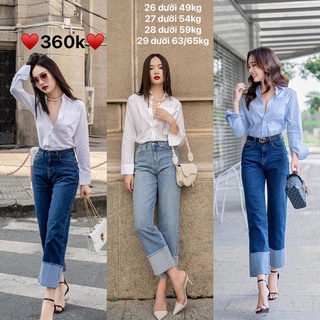 ♥️Gqj0073♥️Quần jean gập gấu cạp cao vnxk cho nữ♥️Elisa fashion