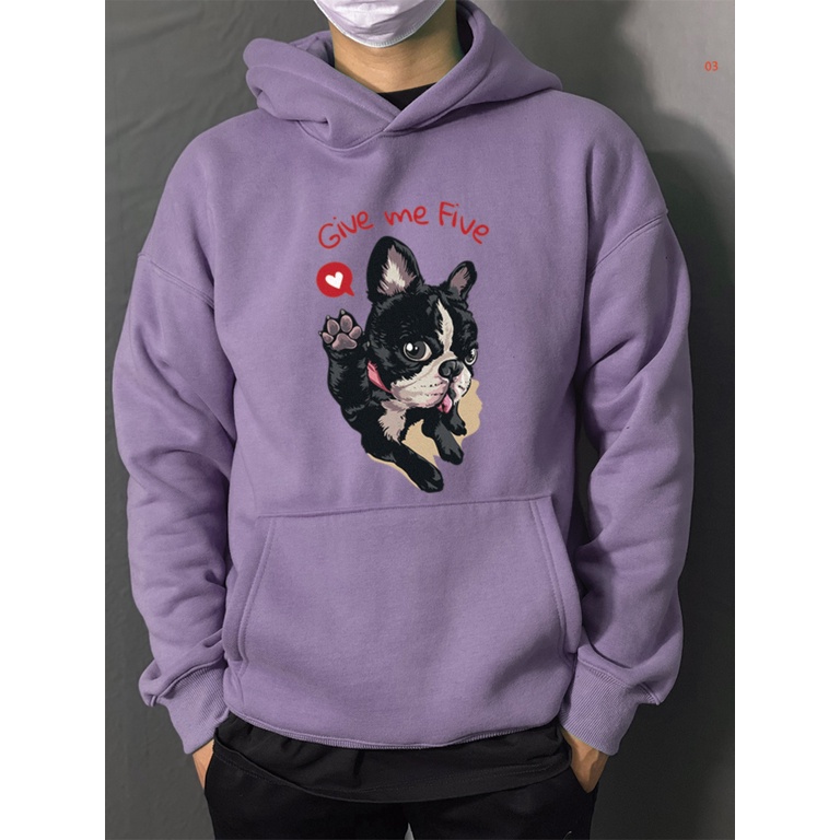 Áo Hoodie Unisex đôi form rộng nam nữ Give Me Five vải Nỉ Bông -TDA03