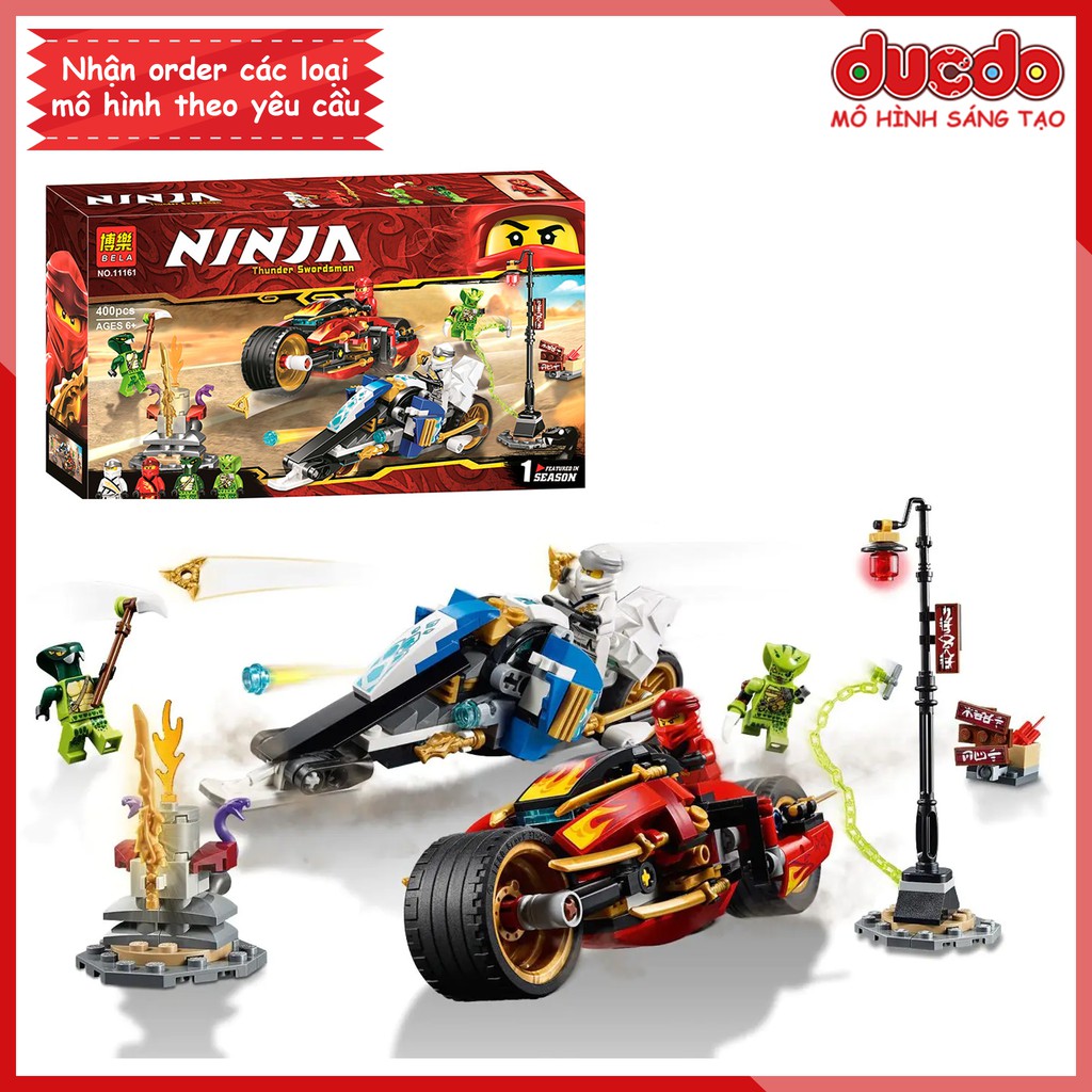 BELA 11161 Lắp ghép Ninjago siêu xe Kai Zane truy đuổi xà tinh - Đồ chơi Xếp hình Ninja 70667 LEPIN 06095