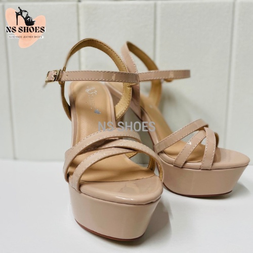Giày cao gót đế đúp quai chéo 3 dây thanh lịch 13cm - NS2104