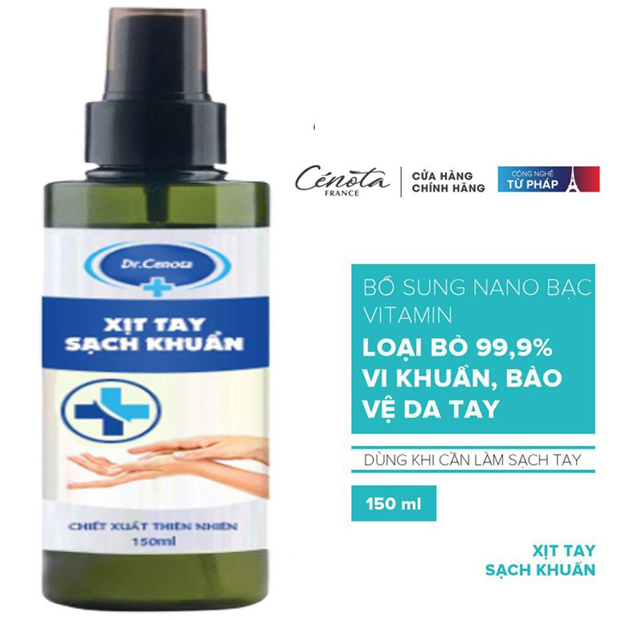 Xịt sát khuẩn Cenota bảo vệ da tay 150ml