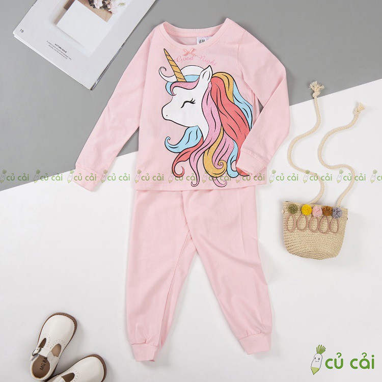 Đồ bộ bé gái, bộ dài tay cho bé họa tiết Elsa, Minnie, Pony dễ thương, bộ dư xịn cho bé BTD01 (12-30kg)