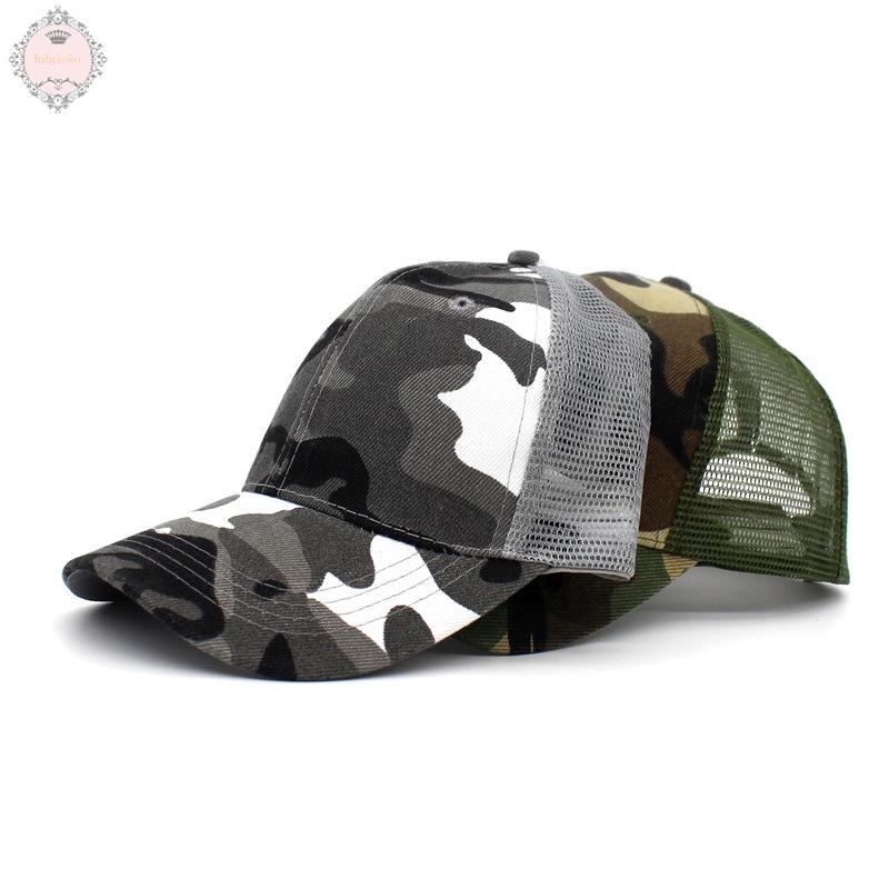 Women Plain Sports Half Retro Army Style Mens Visor Outdoor Jungle Camo Camping Camouflage Trucker Baseball Mesh Cap