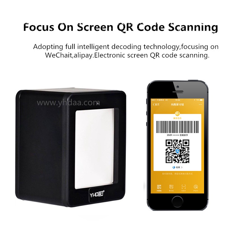 Máy quét mã vạch đa tia YHD 9800 2D - Máy Scan mã vạch Qr để bàn dùng cho Siêu thị, Cửa hàng