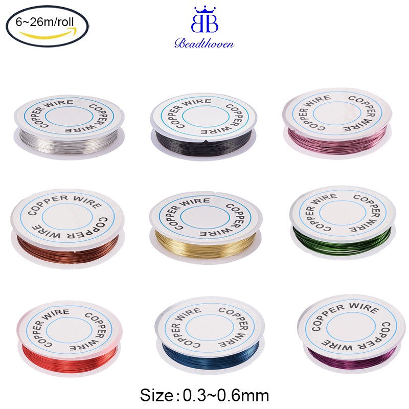 Cuộn dây xâu hạt làm trang sức/ làm đồ thủ công bằng kim loại đồng 6-26m 0.3-0.6mm đa năng tiện lợi