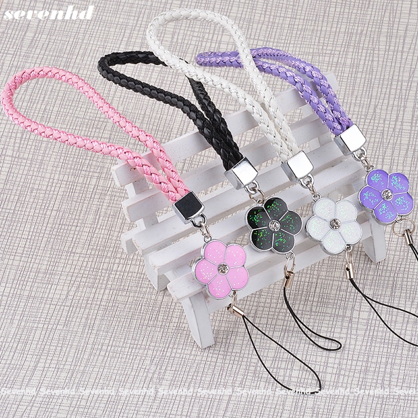👏Ready Stock🎀 Dây đeo ngắn gắn ốp điện thoại phối mặt hình cỏ bốn lá xinh xắn