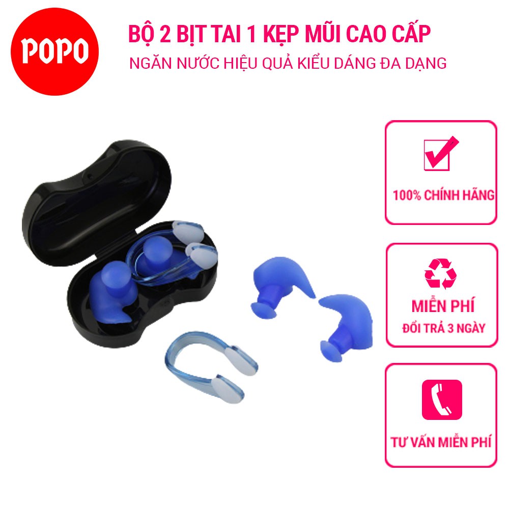 Bộ bịt tai kẹp mũi EP3 thiết kế 3D cách âm, ngăn nước tuyệt đối dùng khi bơi trong bộ sưu tập thể thao dưới nưới  POPO