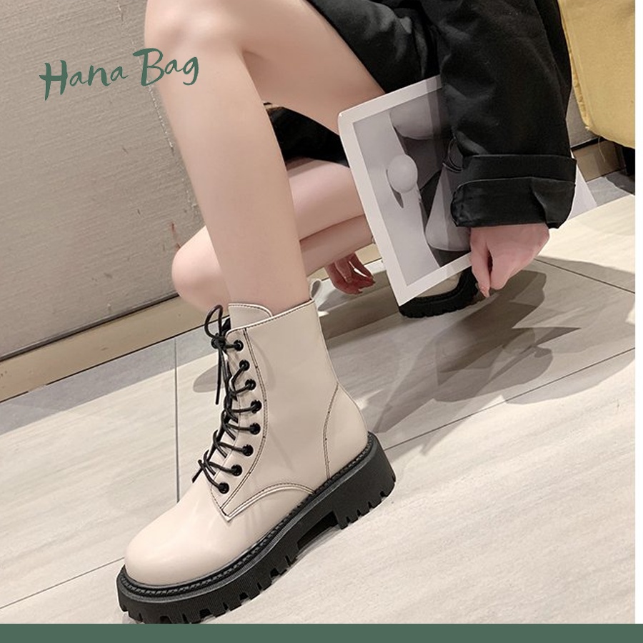 Giày bốt cao cổ có khóa bên hàng Quảng Châu loại 1 đế cao 3cm