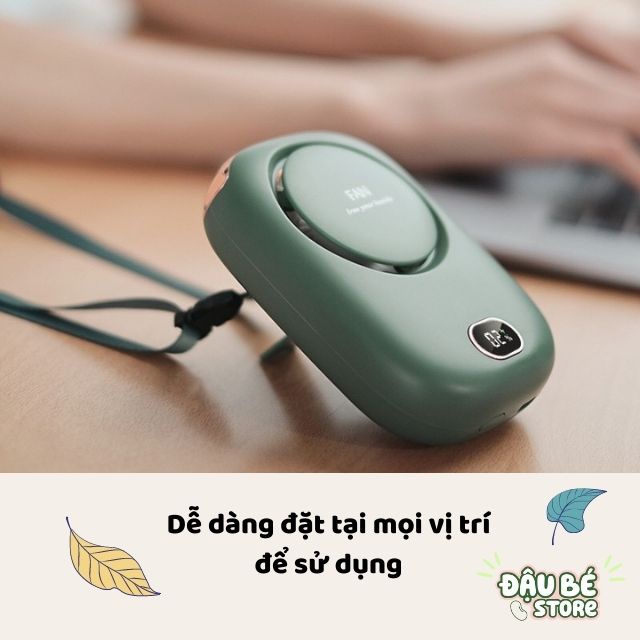 Quạt Mini Tích Điện Đeo Cổ Cầm Tay - Quạt Xinh Xắn Nhỏ Gọn Màn Hình Led, Pin 2000Mah Sử Dụng Đến 8H - Daube - Gd003