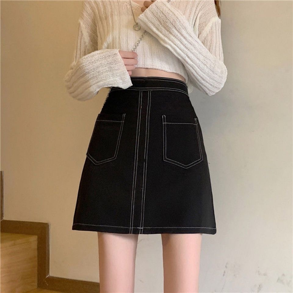 Chân váy chữ a ngắn chỉ viền trơn | BigBuy360 - bigbuy360.vn