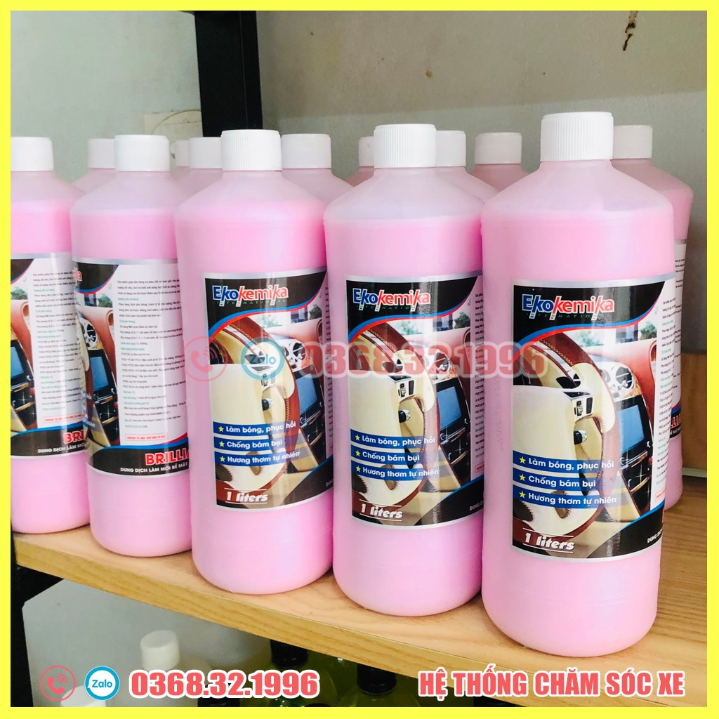 Dung dịch dưỡng da, nhựa làm mới nội thất ô tô Brilliant 1L(100% CHÍNH HÃNG) tặng 3 mút dưỡng cao cấp