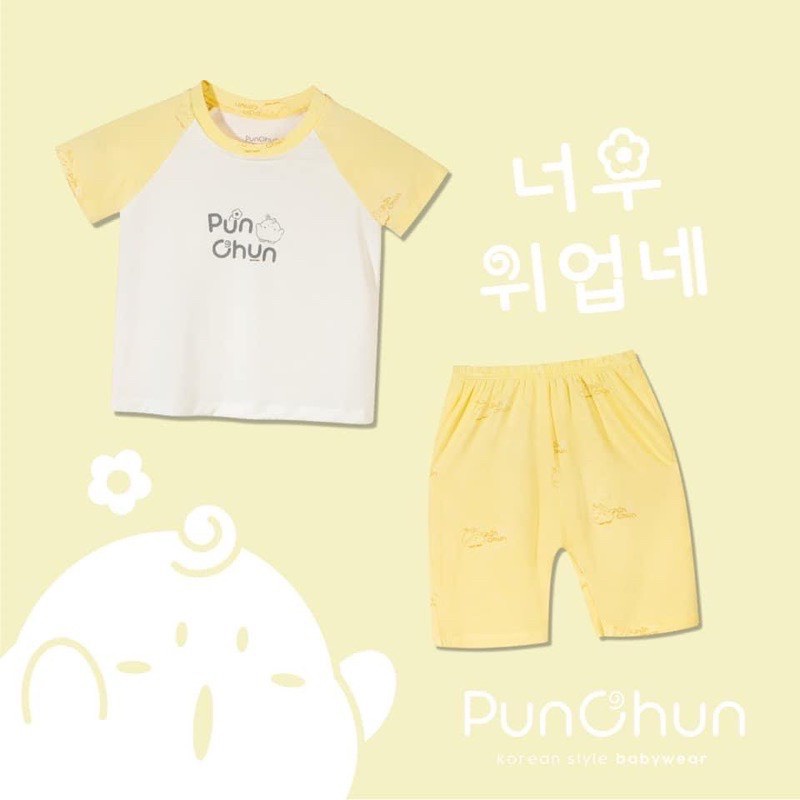 Bộ cộc Tay Ragan Punchun Cho Bé Trai Bé Gái Bộ Ba Lỗ Punchun Chất Mềm Đẹp