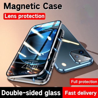Ốp Lật Cho OPPO A17 A17K A16 A16S A58 A78 A79 A54 A55 4G A55 5G A5 A9 2020 4G Vỏ Điện Thoại Lật Kính Hai Mặt Kim Loại Từ Tính Full 360° Vỏ cứng bảo vệ