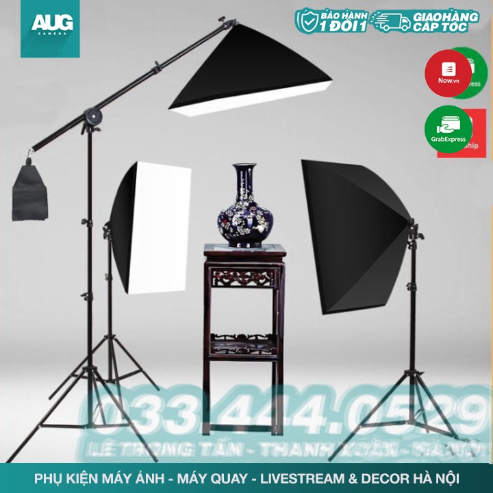 SALE | Đèn Chụp Ảnh Sản Phẩm, Bộ Đèn Studio, quay phim, Livestream chuyên nghiệp, chân đèn cao 2m kèm Softbox 50x70cm