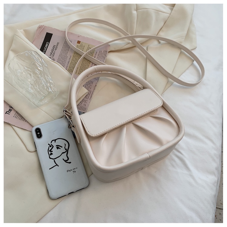 Túi xách nữ đeo chéo kiểu nhúm đơn giản có hai màu xanh dương và trắng