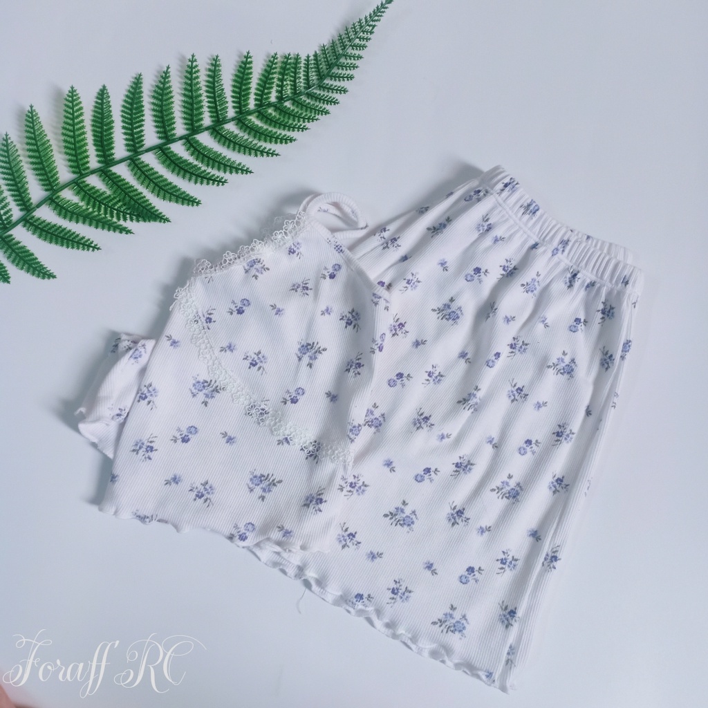 Đồ bộ ngủ nữ RCB11, hai dây cổ tim phối ren | BigBuy360 - bigbuy360.vn