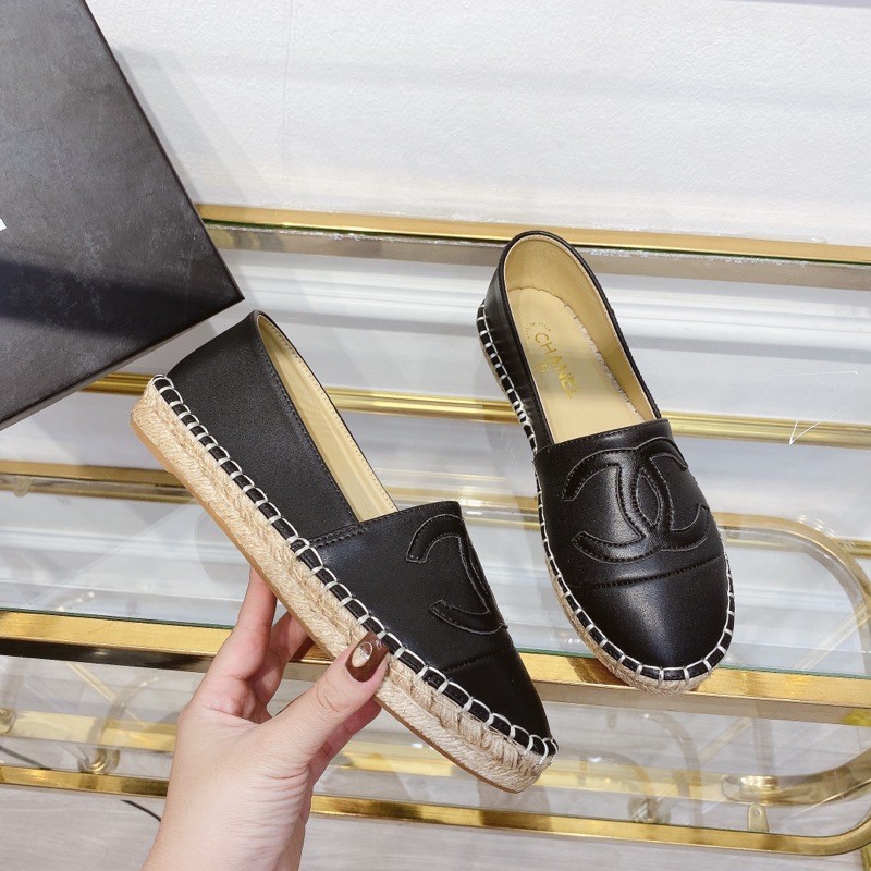 Giày lười cn da lì mũi tròn đế cói fullbox