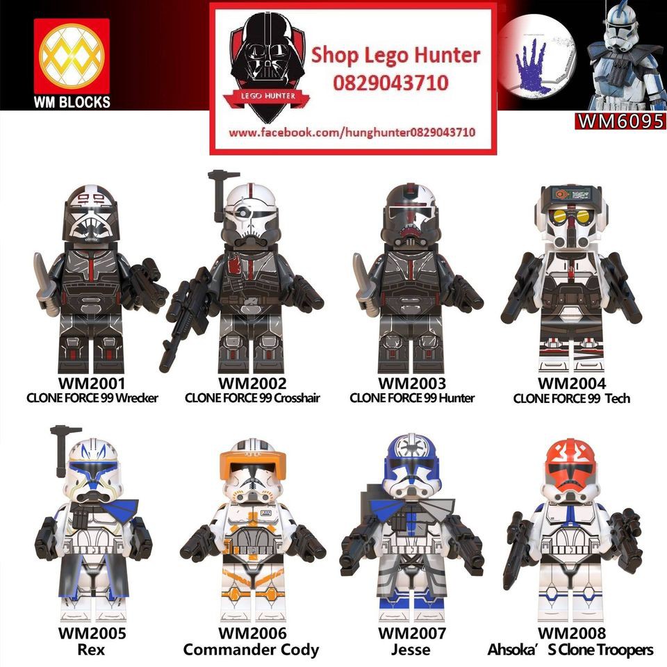 WM 6095 Minifigures Star War : The Clones Wars đồ chơi xếp hình nhân vật dạng Lego Chiến tranh giữa các vì sao