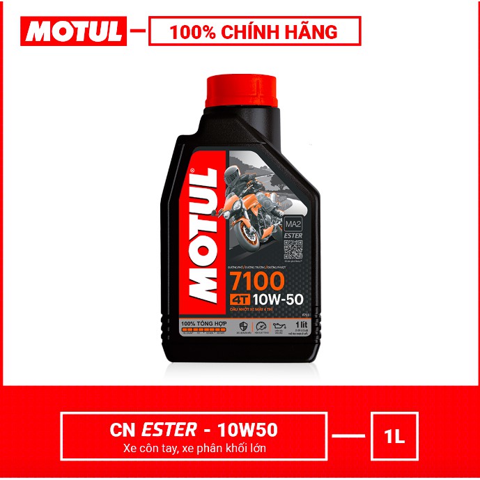 [Chính Hãng] Motul 7100 4T 10W50 1L(mẫu mới) - nhớt tổng hợp 100% xe máy, mô tô PKL, xe Exciter, Winner X, Sirius NKLUBE