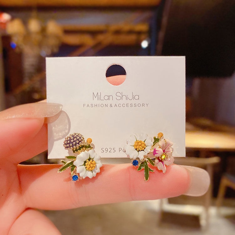 Khuyên Tai Bạc Sterling Hình Hoa Cúc Mùa Hè Cao Cấp Cho Nữ