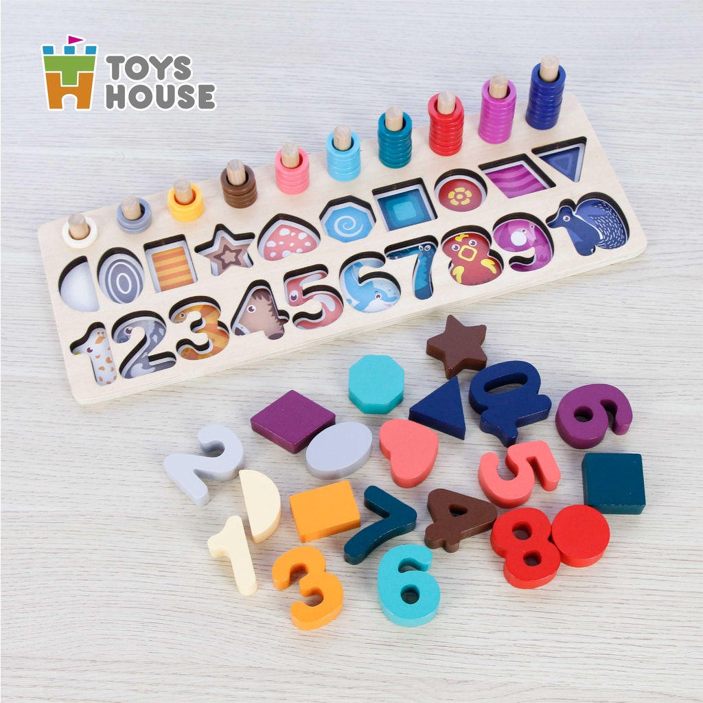 Đồ chơi ghép gỗ, học chữ số, hình khối và phép tính cho trẻ từ 3 đến 5 tuổi Toyshouse 574