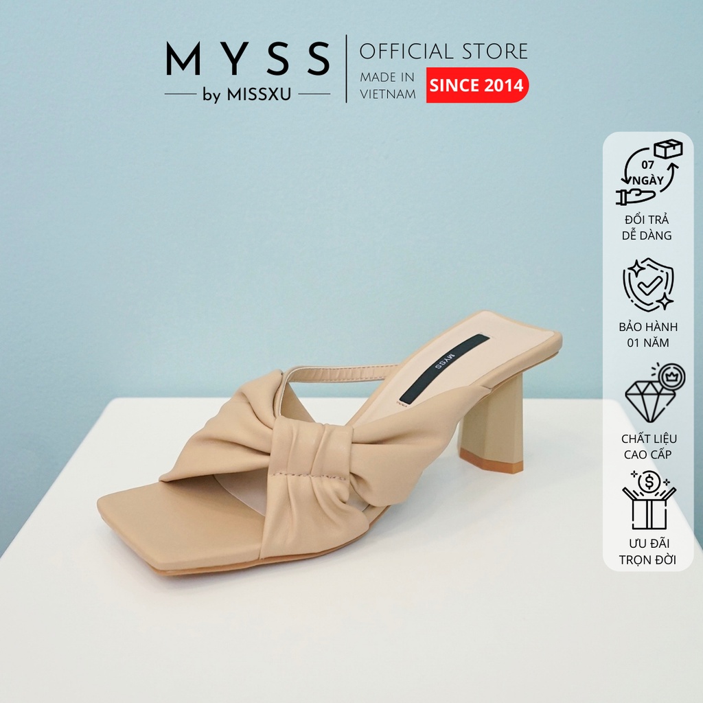Giày guốc nữ nơ phối gót tứ giác 5cm thời trang MYSS - SU108