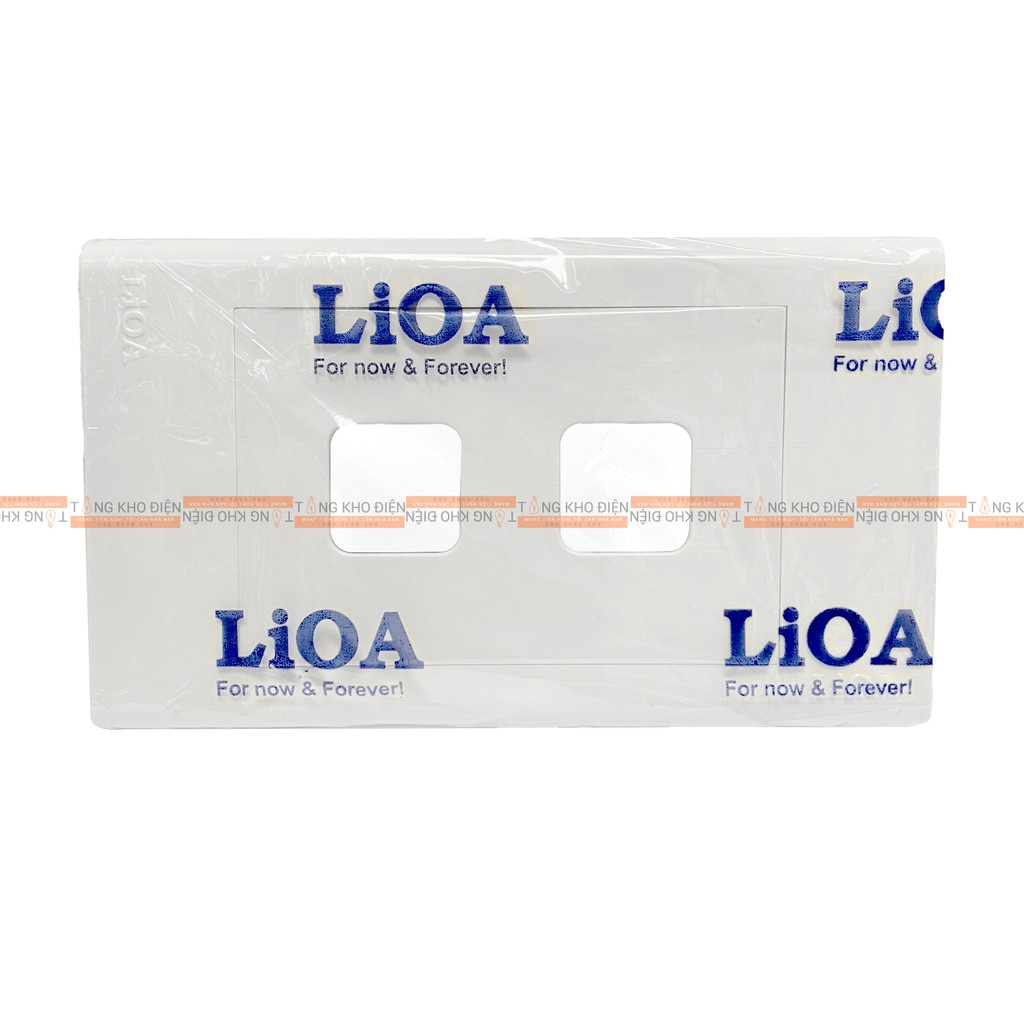 Mặt 2 lỗ LiOA chính hãng, Nhựa TRẮNG - Tiếp điểm ĐỒNG