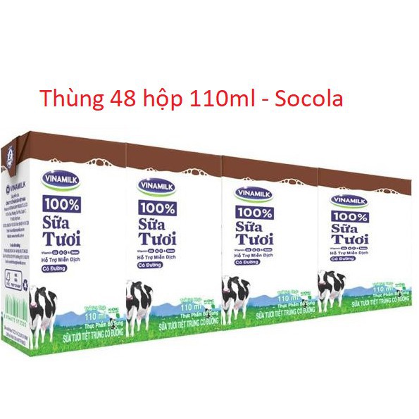 Thùng Sữa tươi Vinamilk 110ml có đường/ít đường/ Dâu/ Socola