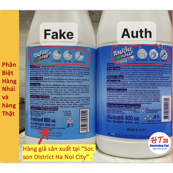 [CHỐNG HÀNG GIẢ] Nước Rửa Bát Thái Lan Lipon Loại 800ml, An Toàn Cho Đôi Tay Của Bạn