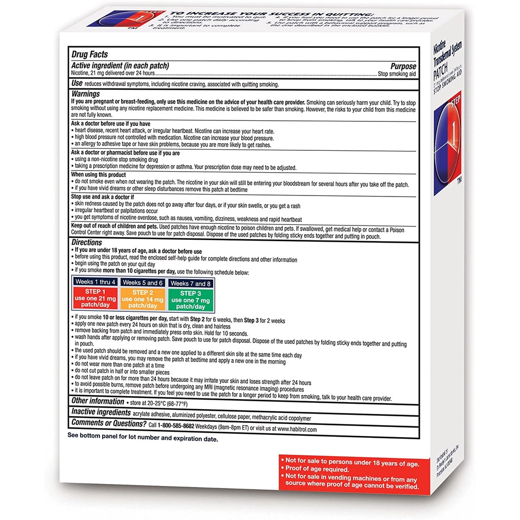 [HÀNG MỸ - DATE 5/2023] Habitrol Nicotine Transdermal System 21mg Stop Smoking Aid 28 MIẾNG ( GIỐNG NICORETTE )