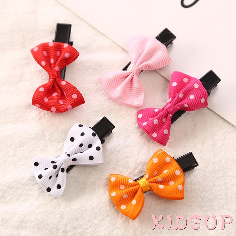 Kẹp tóc nơ chấm bi chống trượt cho bé gái