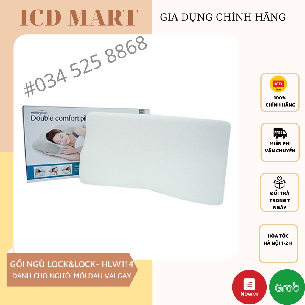 Gối Memory Foam 50D Hình chữ nhật Lock&Lock Trắng HLW114